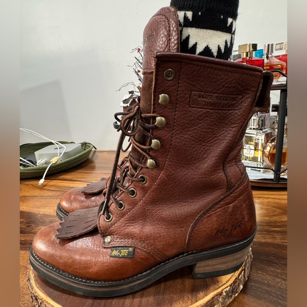 AU TEC vintage Brown Leather Women’s  Boots size 8 - Picture 5 of 13
